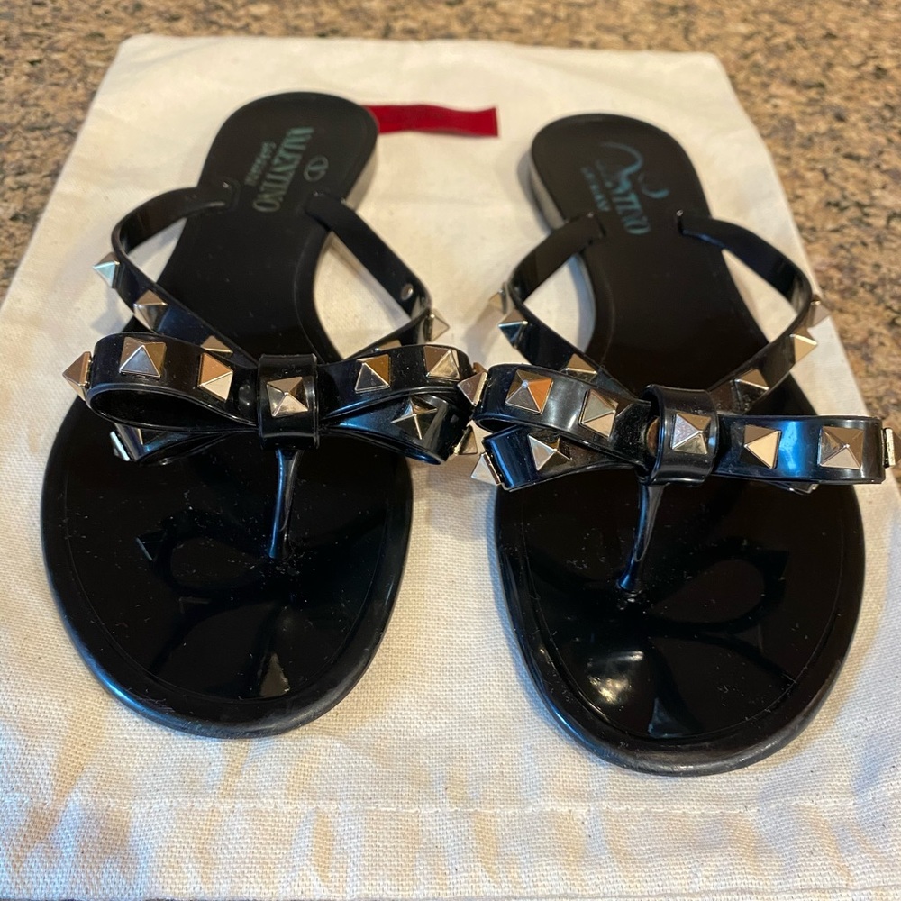 SOLD Valentino Garavani Rockstud PVC Flat sandals